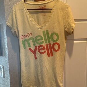 Y2K Coca Cola Mello Yello Cream V-Neck Tee
